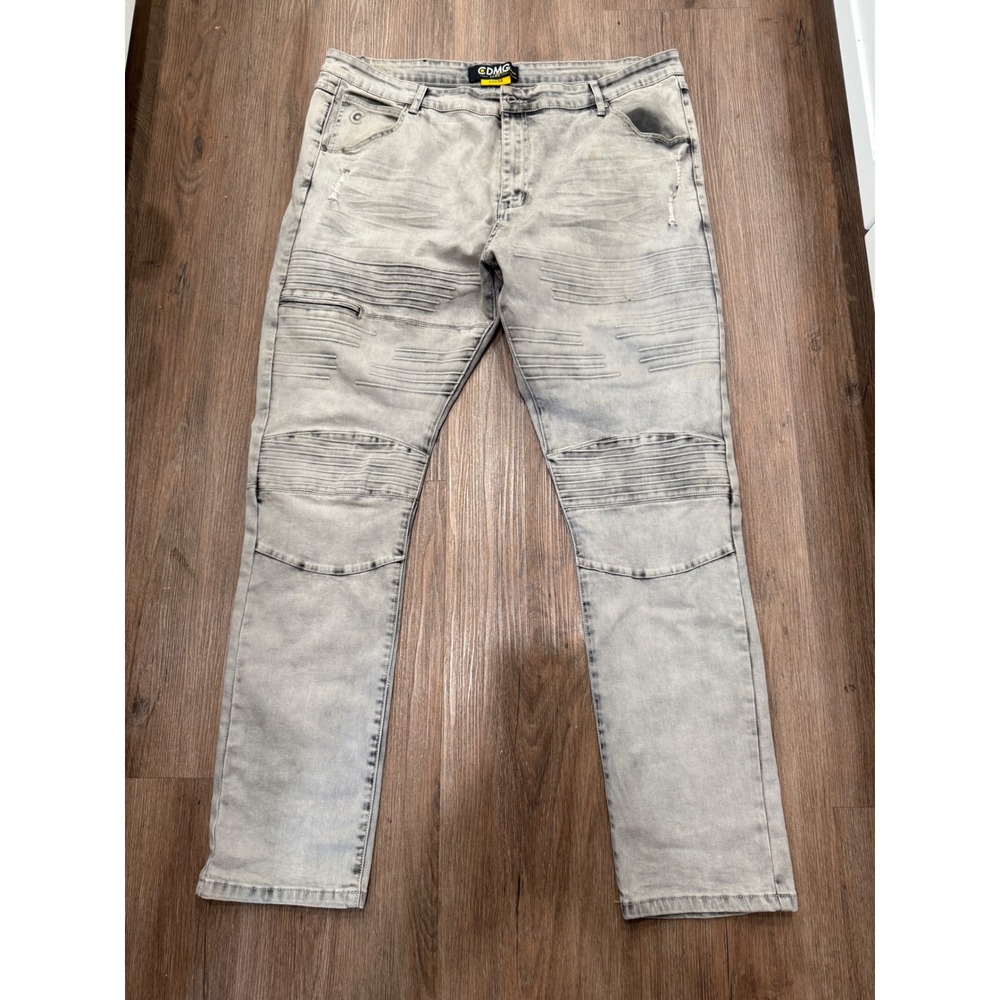 CDMG&Co.‎ Men's 42x34 Light Wash Moto Biker Denim Jeans Straight Fit